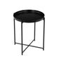 Ely 21 Inch Side End Table Black Round Tray Top Modern Open Metal Frame By Casagear Home BM317031