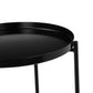 Ely 21 Inch Side End Table Black Round Tray Top Modern Open Metal Frame By Casagear Home BM317031