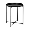 Ely 21 Inch Side End Table Black Round Tray Top Modern Open Metal Frame By Casagear Home BM317031