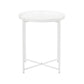 Ely 21 Inch Side End Table White Round Tray Top Modern Open Metal Frame By Casagear Home BM317032