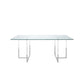 Nisa 71 Inch Dining Table Tempered Glass Rectangular Top Chrome Metal By Casagear Home BM317042