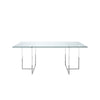 Nisa 71 Inch Dining Table Tempered Glass Rectangular Top Chrome Metal By Casagear Home BM317042