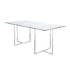 Nisa 71 Inch Dining Table Tempered Glass Rectangular Top Chrome Metal By Casagear Home BM317042