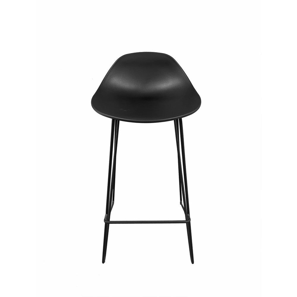 Bert 30 Inch Barstool Chair Set of 2 Low Back Geometric Black Metal By Casagear Home BM317043