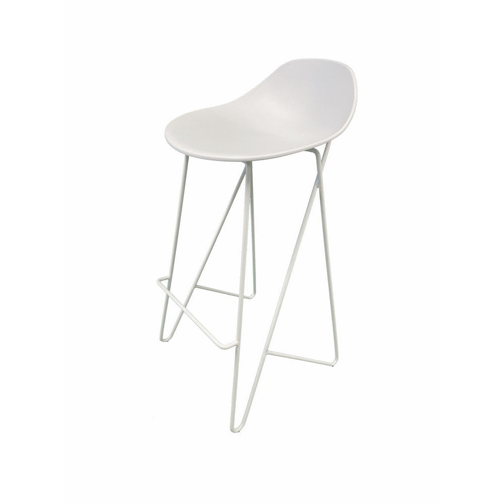 Bert 30 Inch Barstool Chair Set of 2 Low Back Geometric White Metal By Casagear Home BM317044