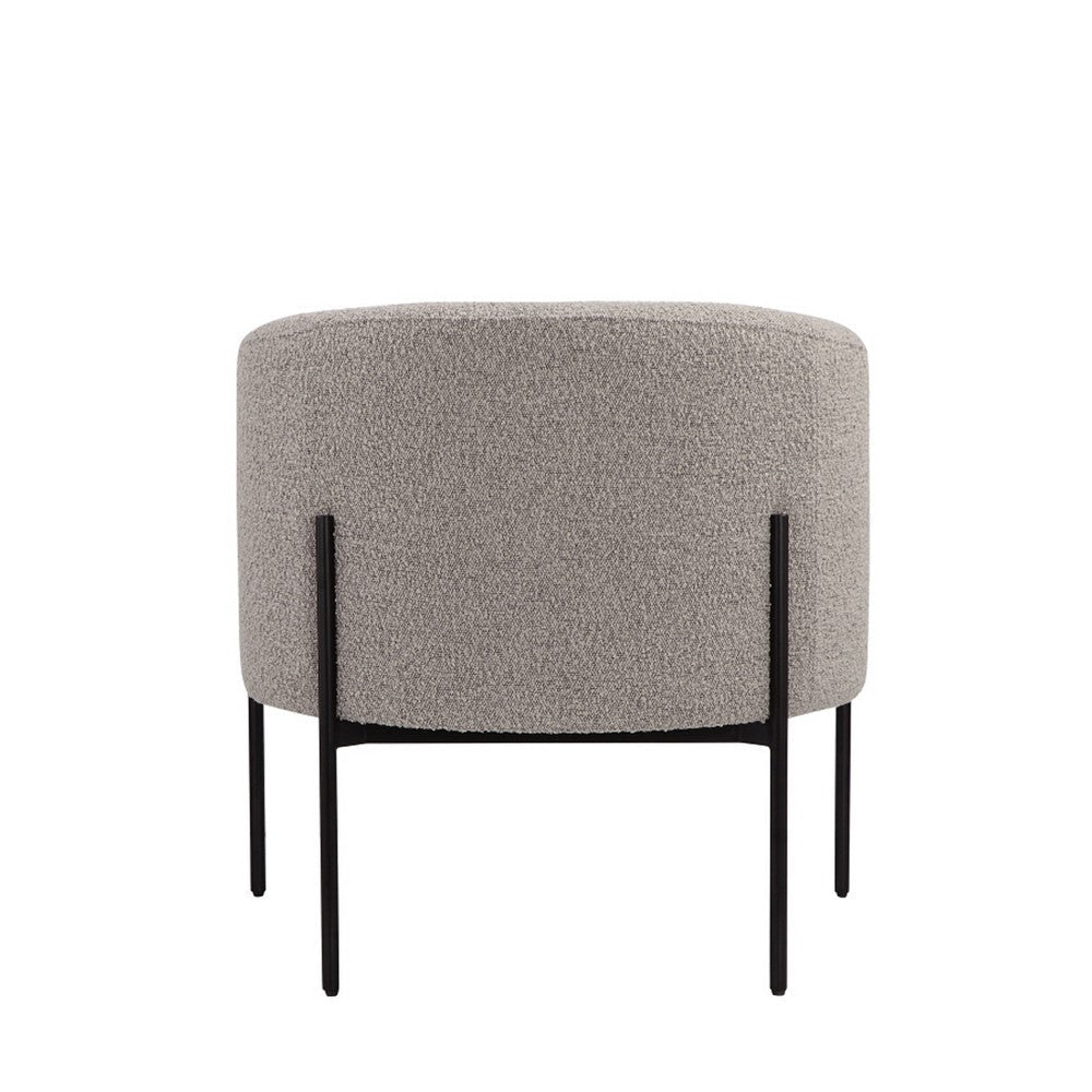 Mae 29 Inch Accent Armchair Barrel Gray Boucle Upholstery Black Metal By Casagear Home BM317045