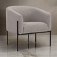 Mae 29 Inch Accent Armchair, Barrel, Gray Boucle Upholstery, Black Metal By Casagear Home