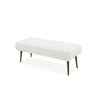 Kay 45 Inch Accent Bench, White Boucle Fabric, Bronze Tapered Steel Legs By Casagear Home