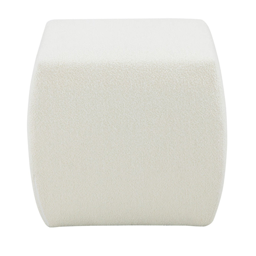 Kay 18 Inch Modern Ottoman Plush Cubic Tufted White Boucle Upholstery By Casagear Home BM317048