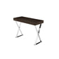 Rix 40 Inch Console Table, Drawer, Crossed Legs, Chrome Steel, Brown Wood By Casagear Home