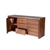 Ross 63 Inch Buffet Console Cabinet Door Shelves 3 Drawers Walnut Brown By Casagear Home BM317054