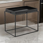 Bixy 24 Inch Side End Table, Black Tray Top, Open Cubic Metal Frame By Casagear Home