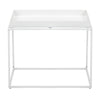 Bixy 24 Inch Side End Table White Tray Top Open Cubic Metal Frame By Casagear Home BM317056