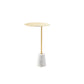 Frank 12 Inch Drink Side End Table Gold Top White Marble Solid Cone Base By Casagear Home BM317058