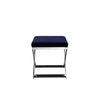 Sovi 20 Inch Accent Stool Ottoman X Shape Steel Legs Navy Blue Velvet By Casagear Home BM317064