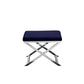 Sovi 20 Inch Accent Stool Ottoman X Shape Steel Legs Navy Blue Velvet By Casagear Home BM317064