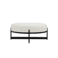 Aop 36 Inch Boucle Ottoman Stool White Round Cushioned Seat Black Base By Casagear Home BM317066