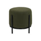 Aop 13 Inch Boucle Ottoman Stool Round Cushioned Seat Green Boucle Black By Casagear Home BM317067