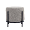 Aop 13 Inch Boucle Ottoman Stool Round Cushioned Seat Gray Boucle Black By Casagear Home BM317068