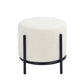 Aop 13 Inch Boucle Ottoman Stool Round Cushioned Seat White Boucle Black By Casagear Home BM317069