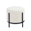 Aop 13 Inch Boucle Ottoman Stool Round Cushioned Seat White Boucle Black By Casagear Home BM317069