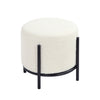 Aop 13 Inch Boucle Ottoman Stool Round Cushioned Seat White Boucle Black By Casagear Home BM317069