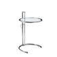 Deko Side Table, 28-39 Inch Adjustable Height, Round Glass Top, Chrome By Casagear Home