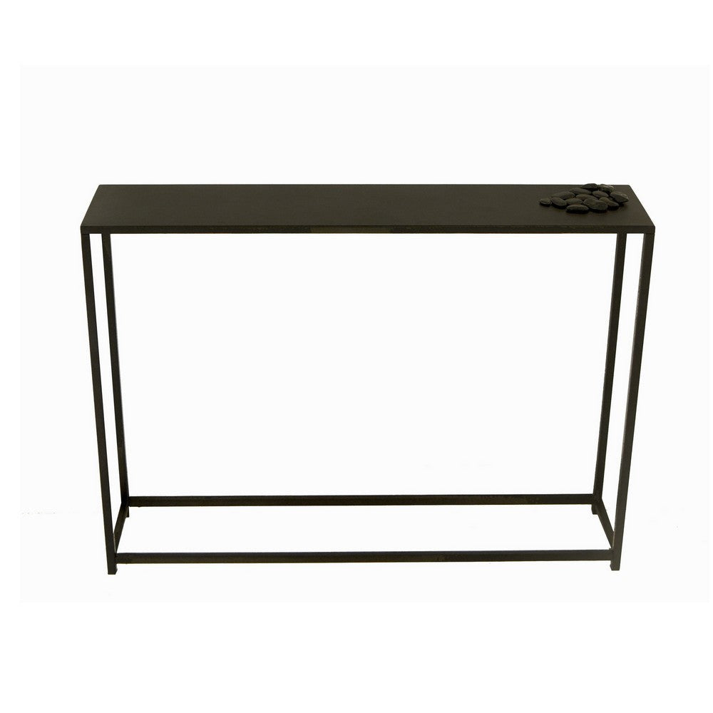 Eme 38 Inch Console Sofa Table Rectangular Top Modern Black Metal Frame By Casagear Home BM317075