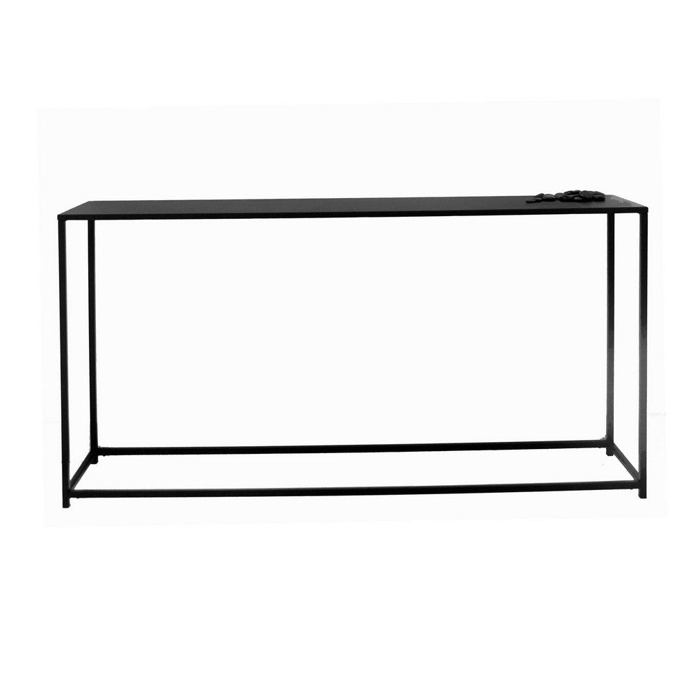 Eme 56 Inch Console Sofa Table Rectangular Top Modern Black Metal Frame By Casagear Home BM317076