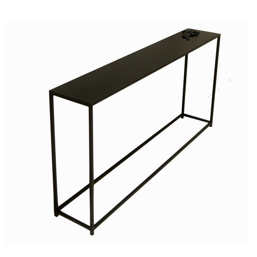 Eme 56 Inch Console Sofa Table Rectangular Top Modern Black Metal Frame By Casagear Home BM317076