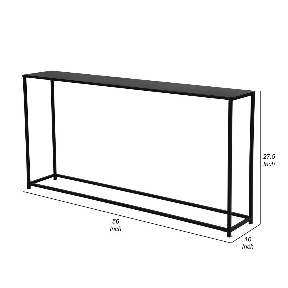 Eme 56 Inch Console Sofa Table Rectangular Top Modern Black Metal Frame By Casagear Home BM317076