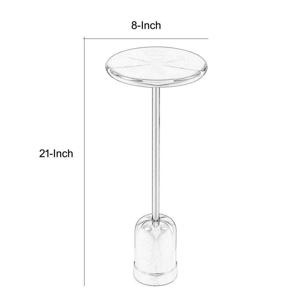 Mars 8 Inch Side End Drink Table Round Dome Tapered Base Silver By Casagear Home BM317080