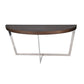 Tini 55 Inch Console Table, Half Moon, Open Metal Frame, Espresso Brown By Casagear Home