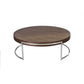 Dami 43 Inch Coffee Table Round Top Open Metal Frame Walnut Brown Finish By Casagear Home BM317085