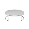 Dami 43 Inch Coffee Table Round Top Open Metal Frame White Finish By Casagear Home BM317086