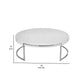 Dami 43 Inch Coffee Table Round Top Open Metal Frame White Finish By Casagear Home BM317086