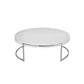 Dami 43 Inch Coffee Table, Round Top, Open Metal Frame, White Finish By Casagear Home