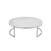 Dami 43 Inch Coffee Table, Round Top, Open Metal Frame, White Finish By Casagear Home