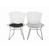 Hely 23 Inch Dining Chair Set of 2 Wire Mesh Cushioned Sled Base Black By Casagear Home BM317088