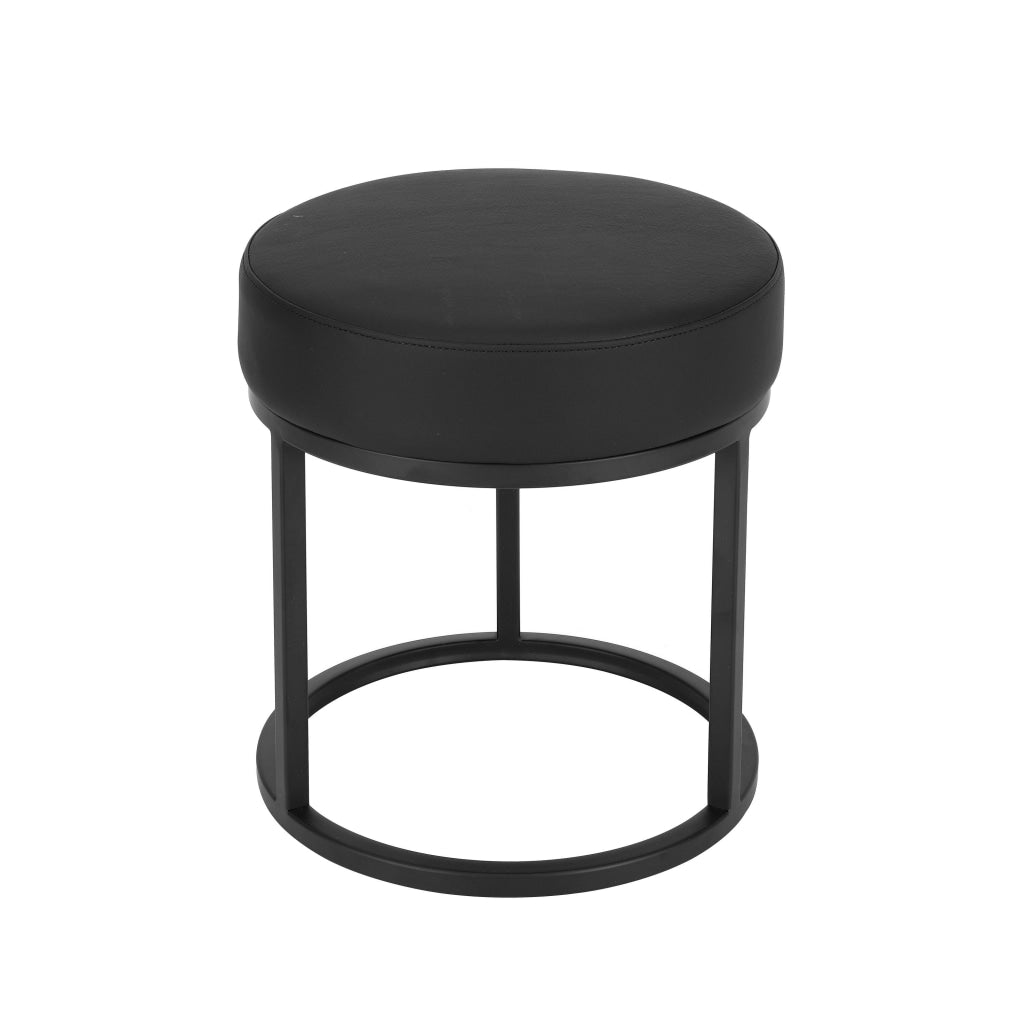 18 Inch Accent Stool Ottoman Round Seat Open Metal Frame Black Finish By Casagear Home BM317090