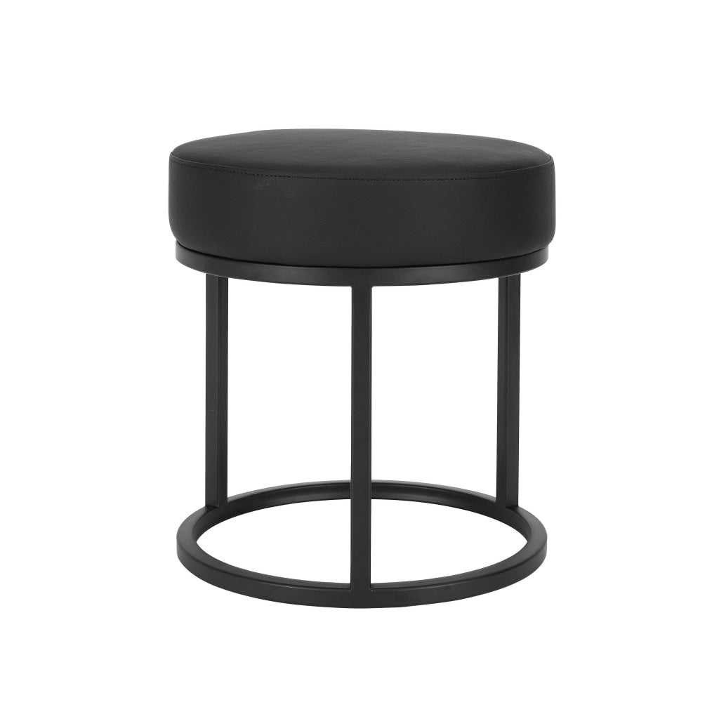 18 Inch Accent Stool Ottoman Round Seat Open Metal Frame Black Finish By Casagear Home BM317090