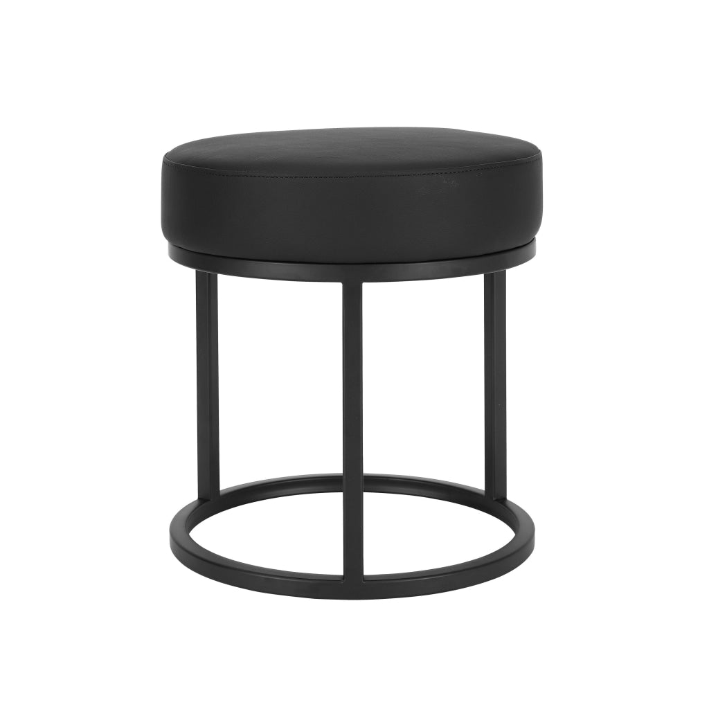 18 Inch Accent Stool Ottoman Round Seat Open Metal Frame Black Finish By Casagear Home BM317090