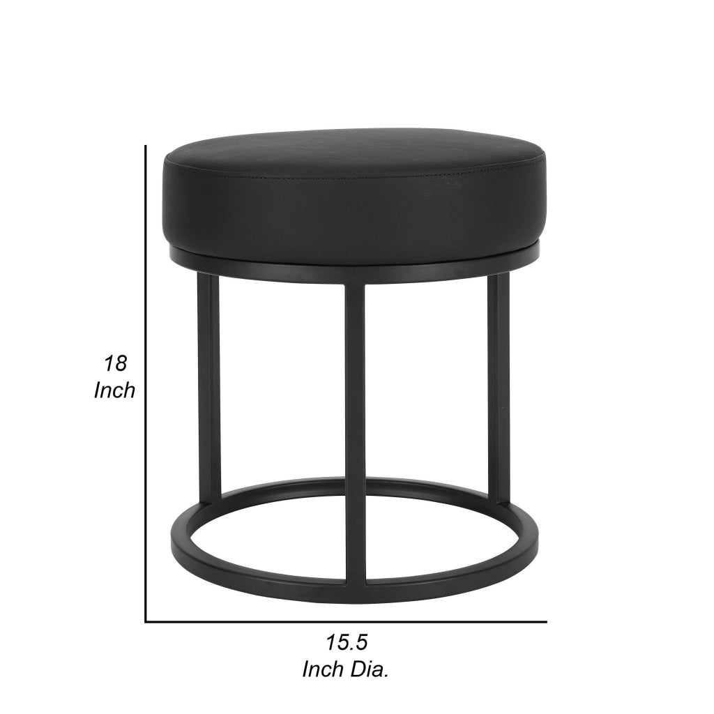 18 Inch Accent Stool Ottoman Round Seat Open Metal Frame Black Finish By Casagear Home BM317090