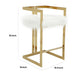 Suki 30 Inch Barstool Chair White Faux Fur Seat Stainless Steel Gold By Casagear Home BM317094