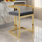 Suki 26 Inch Barstool Chair, Gray Velvet Seat, Stainless Steel, Gold Finish By Casagear Home