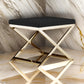 Sovi 20 Inch Ottoman Stool Black Faux Leather Stainless Steel Frame Gold By Casagear Home BM317097