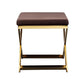 Sovi 20 Inch Ottoman Stool Chocolate Brown Velvet Stainless Steel Gold By Casagear Home BM317098