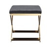 Sovi 20 Inch Ottoman Stool Charcoal Gray Polyester Stainless Steel Gold By Casagear Home BM317099