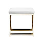 Sovi 20 Inch Ottoman Stool White Faux Leather Seat Stainless Steel Frame Gold By Casagear Home BM317101