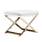 Sovi 20 Inch Ottoman Stool White Faux Leather Seat Stainless Steel Frame Gold By Casagear Home BM317101